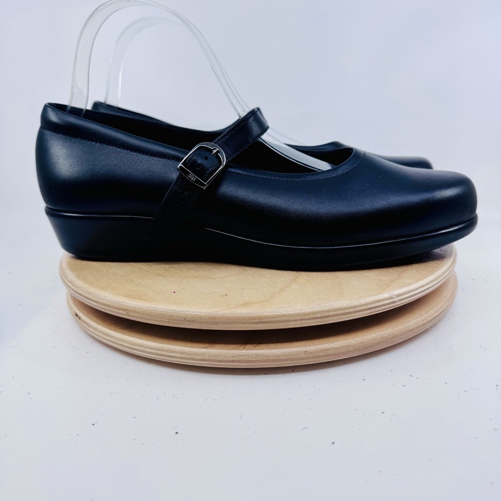 SAS Maria Mary Jane Shoes Womens 10.5 Black Leather Comfort Flats USA Classic - Picture 2 of 10